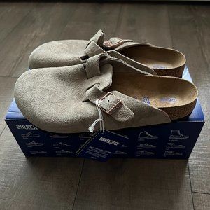 New BIRKENSTOCK Boston Clog Soft Footbed Suede US 7-7.5/EU 40 regular Fit Taupe